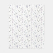 青と紫の水彩画の野生の花 フリースブランケット (正面)