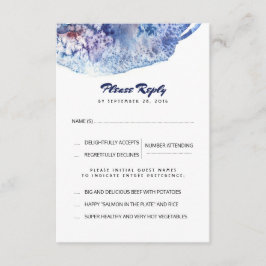 青と紫の水彩結婚式RSVPカード 出欠カード