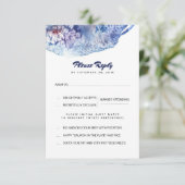 青と紫の水彩結婚式RSVPカード 出欠カード (スタンド正面)