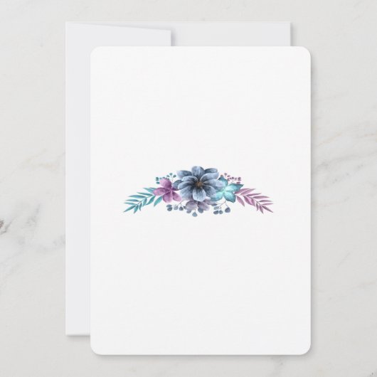 青と紫の水彩花のブライズメイド 招待状 (裏面)