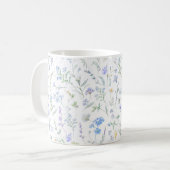 青と紫の水彩野の花 コーヒーマグカップ (正面左)