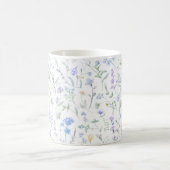 青と紫の水彩野の花 コーヒーマグカップ (中央)