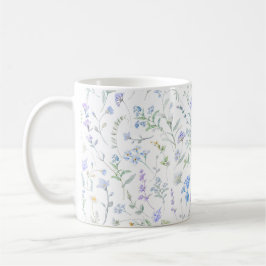 青と紫の水彩野の花 コーヒーマグカップ