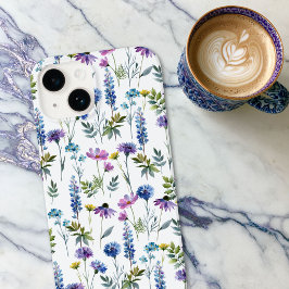 青と紫の水彩野の花 Case-Mate iPhone 14ケース