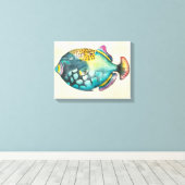 青と紫の水族館魚 キャンバスプリント (インサイチュ (ウッドフロア))