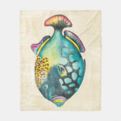 青と紫の水族館魚 フリースブランケット (正面)