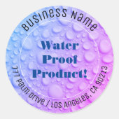 青と紫の水滴、防水、DIY文字 ラウンドシール (正面)