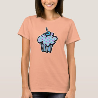 青と紫の水玉模様カップケーキ Tシャツ