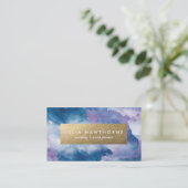 青と紫の水色と金ゴールドホイルフェイクー 名刺 (スタンド正面)