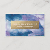 青と紫の水色と金ゴールドホイルフェイクー 名刺 (正面)