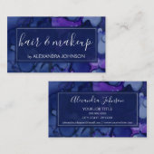 青と紫の水色のインクスプラッシュ 名刺 (正面/裏面)