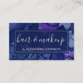 青と紫の水色のインクスプラッシュ 名刺 (正面)