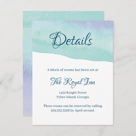 青と紫の水色のウォッシュエンクロージャカード エンクロージャーカード (正面/裏面)