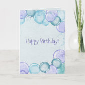 青と紫の水色のハッピーバースデーカード カード (正面)