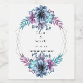 青と紫の水色のフローラワインラベル ワインラベル (シングルラベル)