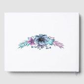 青と紫の水色のフローラ結婚 ゲストブック (裏面)