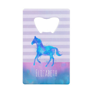 青と紫の水色のワイルドホースカスタム クレジットカード栓抜き