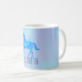 青と紫の水色のワイルドホースカスタム コーヒーマグカップ (正面右)