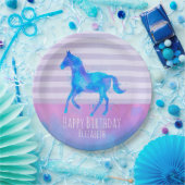 青と紫の水色のワイルドホース誕生日 ペーパープレート (パーティー)