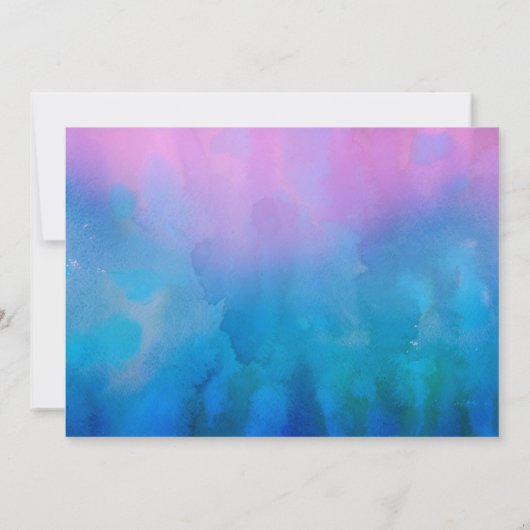 青と紫の水色のワイルドホース誕生日 招待状 (裏面)