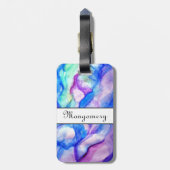 青と紫の水色の名前をカスタムするラゲッジタグ ラゲッジタグ (裏面縦)