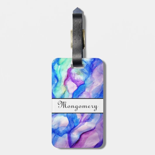青と紫の水色の名前をカスタムするラゲッジタグ ラゲッジタグ (裏面縦)