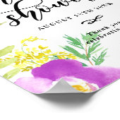 青と紫の水色の花ブライダルシャワー ポスター (角)