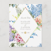 青と紫の水色の花 |日付の保存 案内ポストカード (正面)