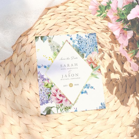 青と紫の水色の花 |日付の保存 案内ポストカード