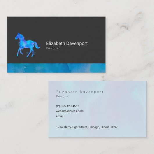 青と紫の水色の野生のはっきりした馬 名刺 (正面/裏面)