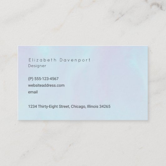 青と紫の水色の野生のはっきりした馬 名刺 (裏面)