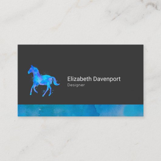 青と紫の水色の野生のはっきりした馬 名刺 (正面)