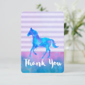 青と紫の水色の野生の馬ありがとう サンキューカード (スタンド正面)