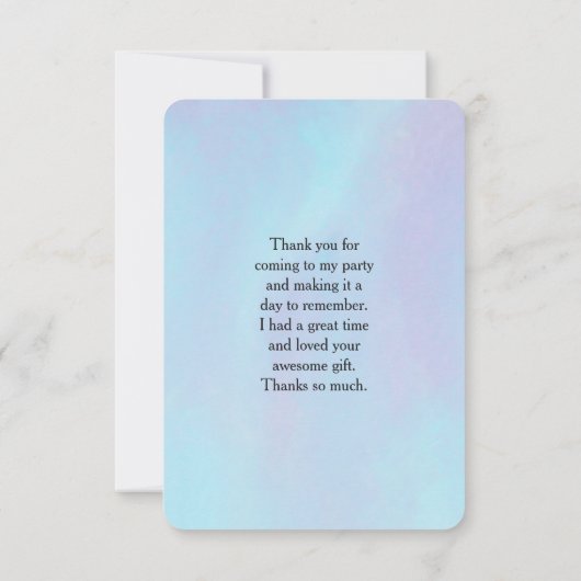 青と紫の水色の野生の馬ありがとう サンキューカード (裏面)