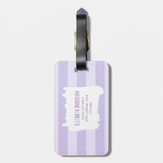 青と紫の水色の野生の馬 ラゲッジタグ (裏面縦)