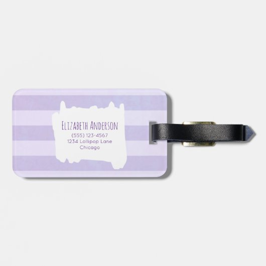 青と紫の水色の野生の馬 ラゲッジタグ (裏面横)