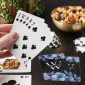 青と紫の水色フローラモノグラム名 トランプ (インサイチュ)