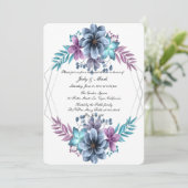 青と紫の水色フローラリハーサルディナー 招待状 (スタンド正面)