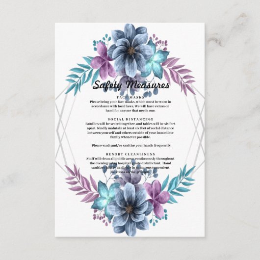 青と紫の水色フローラ安全対策 エンクロージャーカード (正面)