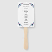 青と紫の水色フローラ結婚式 プログラム ハンドファン (裏面)