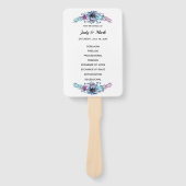 青と紫の水色フローラ結婚式 プログラム ハンドファン (正面)