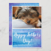 青と紫の水色ペットフォトファーザーデー シーズンカード (正面/裏面)