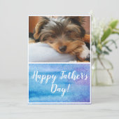 青と紫の水色ペットフォトファーザーデー シーズンカード (スタンド正面)