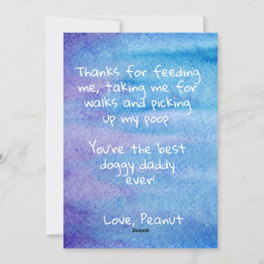 青と紫の水色ペットフォトファーザーデー シーズンカード (裏面)