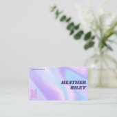 青と紫の水色ホログラフィックデザイン美しい 名刺 (スタンド正面)