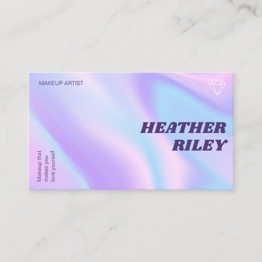 青と紫の水色ホログラフィックデザイン美しい 名刺 (正面)