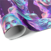 青と紫の氷のガラスの美しい女性 ラッピングペーパー (ロールコーナー)