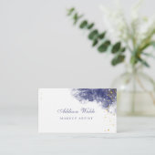 青と紫の液モダン体水色インクバス 名刺 (スタンド正面)