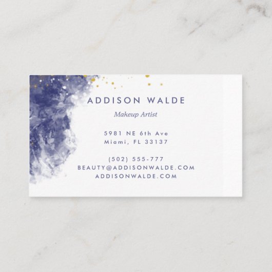 青と紫の液モダン体水色インクバス 名刺 (裏面)