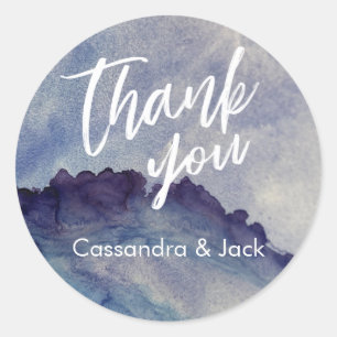 青と紫の液体抽象芸術アートカジュアルハンド ラウンドシール